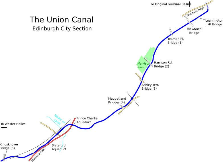 Map of Union Canal Edinburgh Section