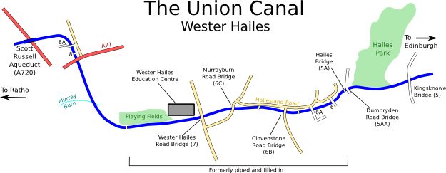 Map of Union Canal through Wester Hailes